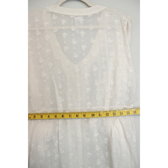 Cabi Sheer Midsummer Dress Eyelet Embroidered Floral Button Front Women 8 Cream - Picture 9 of 13